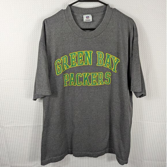 Green Bay Packers NFL Team Apparel T-Shirt Men’s Large Gray Cotton Football Tee - Picture 1 of 4